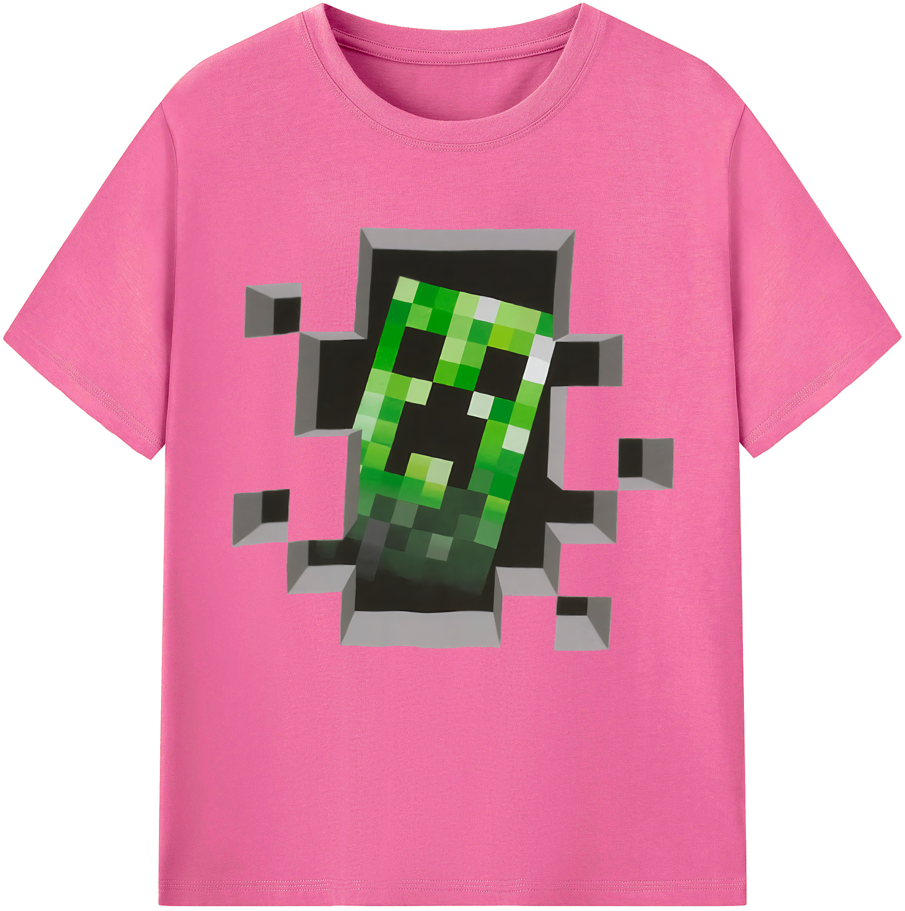 （画像用） マインクラフト ブロックの世界 Minecraft MC Block world レディースカジュアルプリントTシャツ（綿100％）